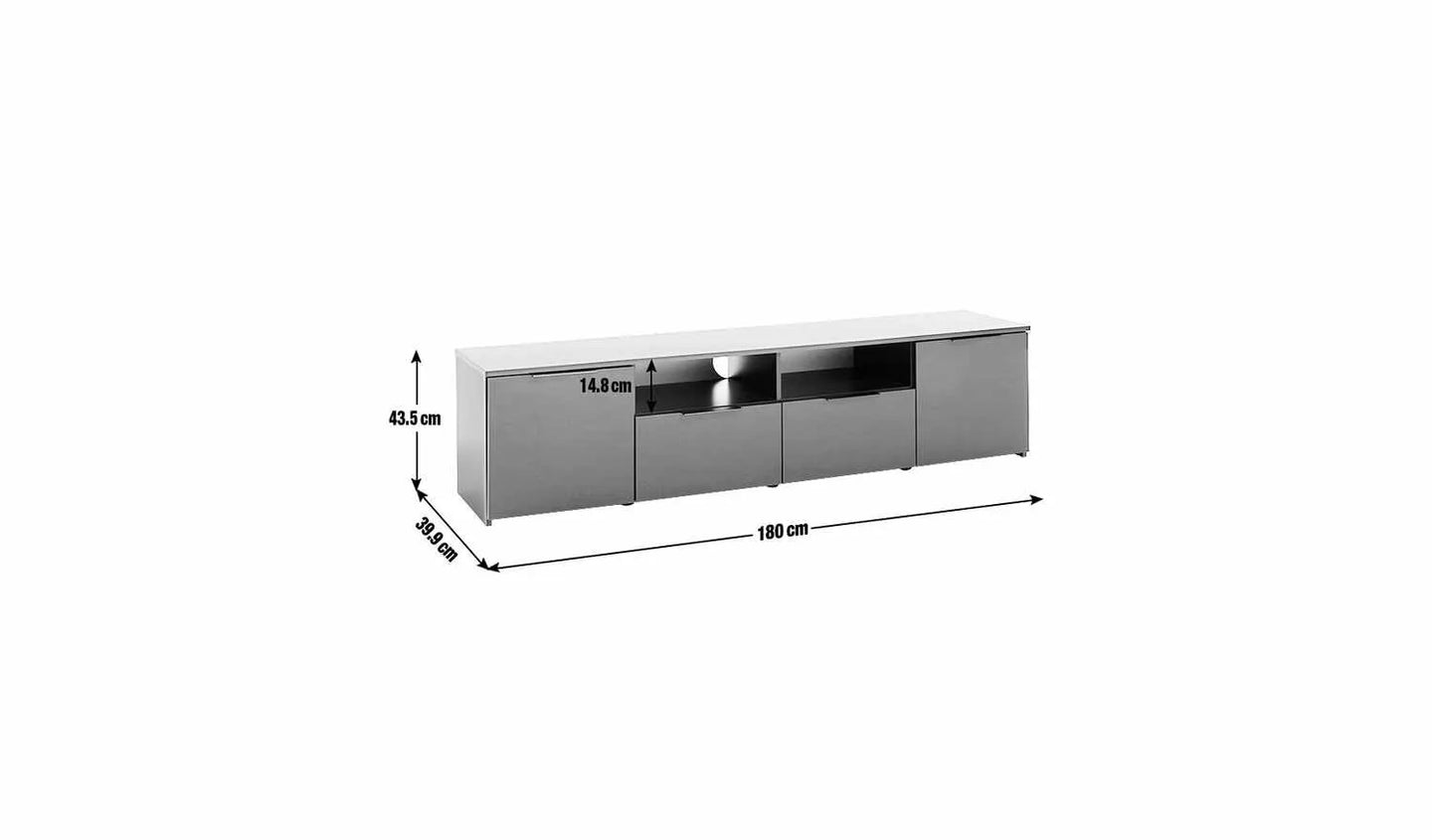 Habitat Hayward 2 Door 2 Drawer TV Unit White Gloss/Black Handles
